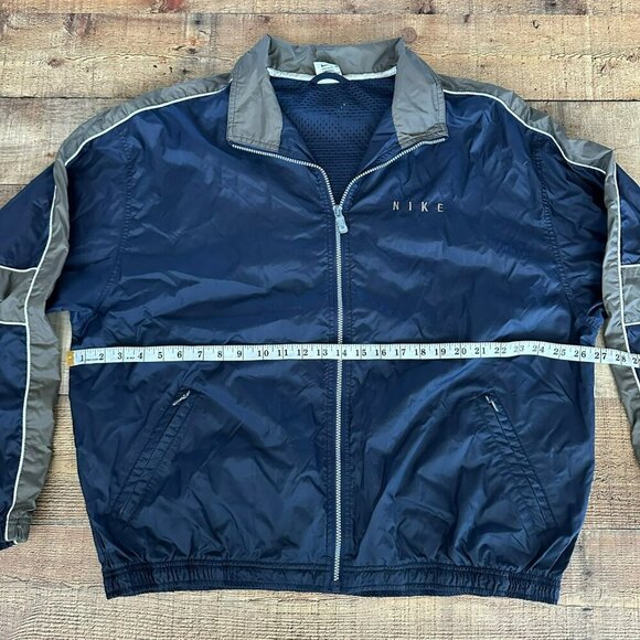 Vintage Nike blue and gray Full Zip Up Windbreaker jacket men's size XL - Picture 7 of 11